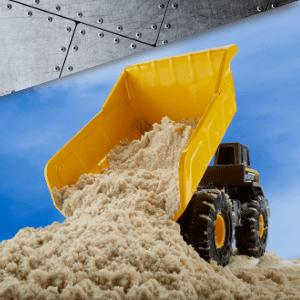 Dump truck with sand