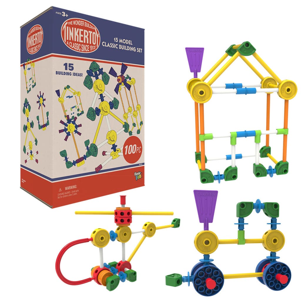 TinkerToy 15 Model Classic Building Set | Product and Package Image