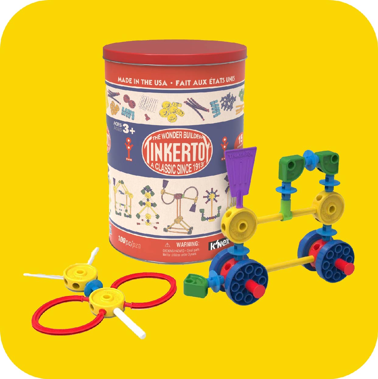 Tinker Toys building tin