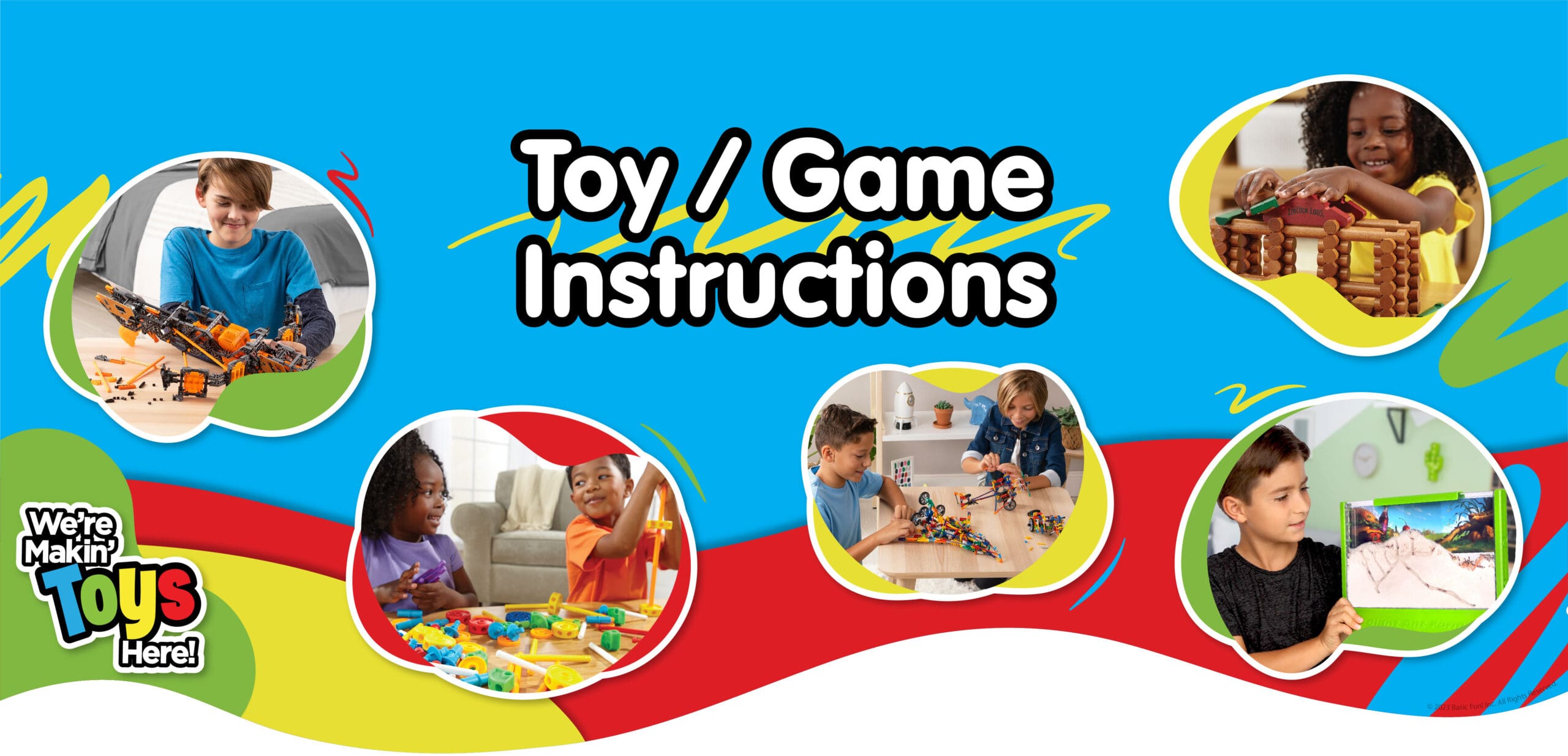 Toy - Game Instructions Banner featuring kids playing with toys