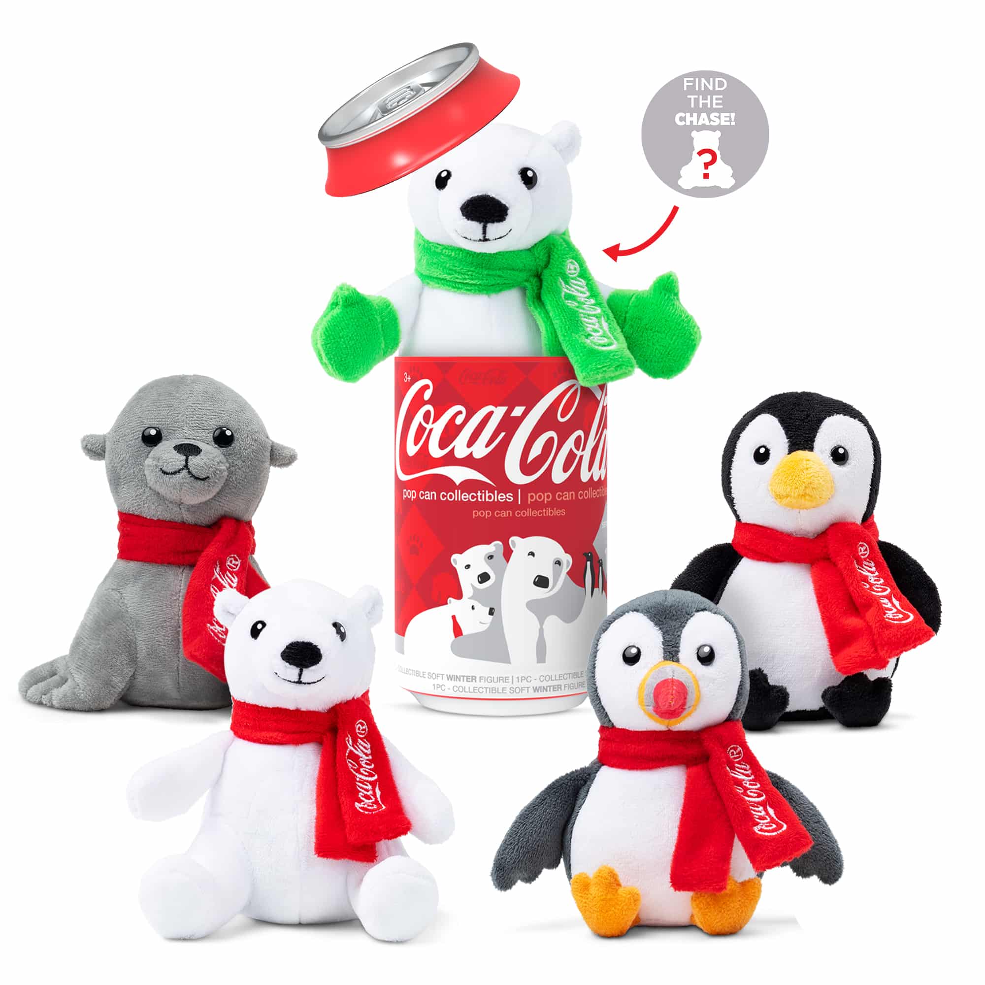 Coca-Cola® - Coca-Cola Pop Cans! Collectibles 5 Plush Figures